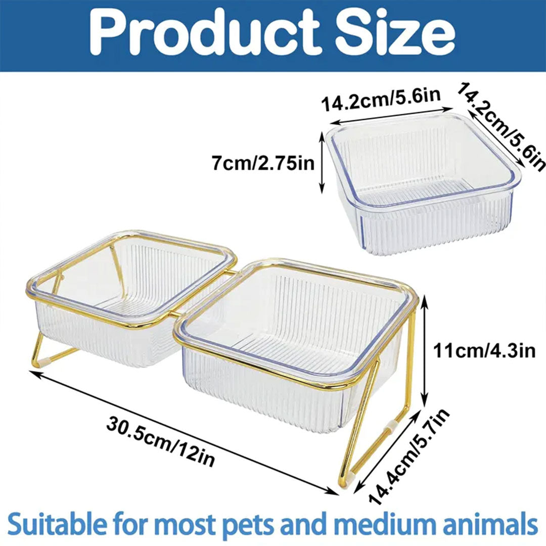 15° Tilted Double Pet Bowls with Elevated Stand