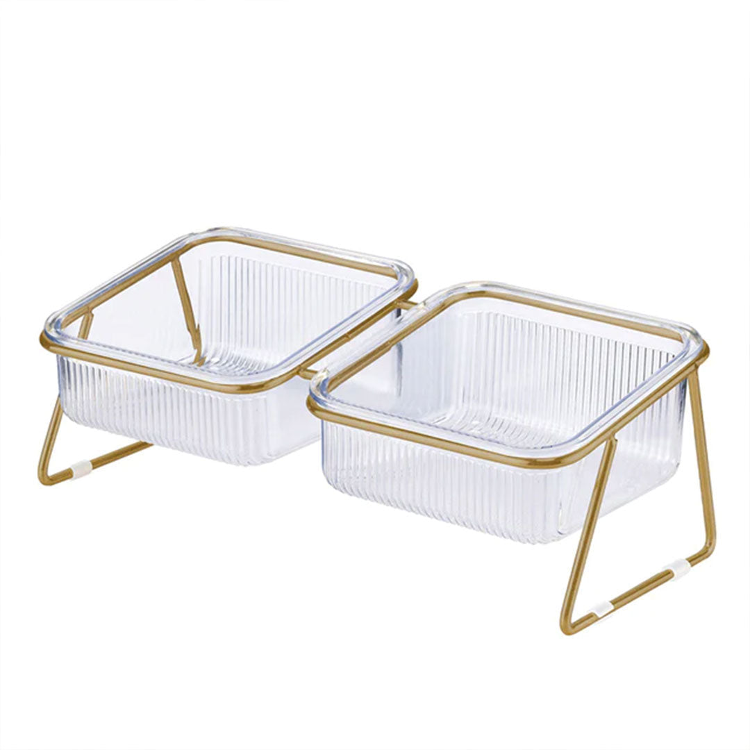 15° Tilted Double Pet Bowls with Elevated Stand