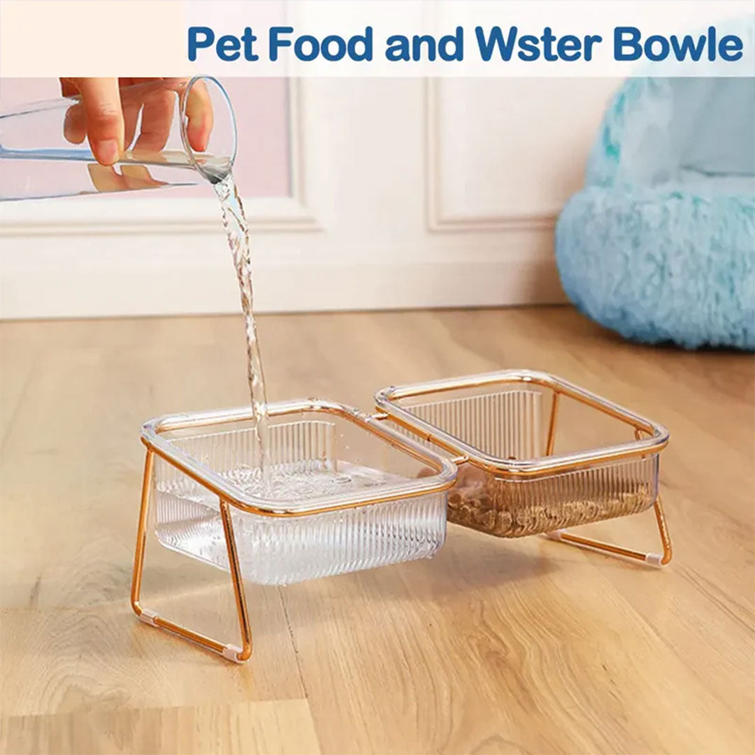 15° Tilted Double Pet Bowls with Elevated Stand
