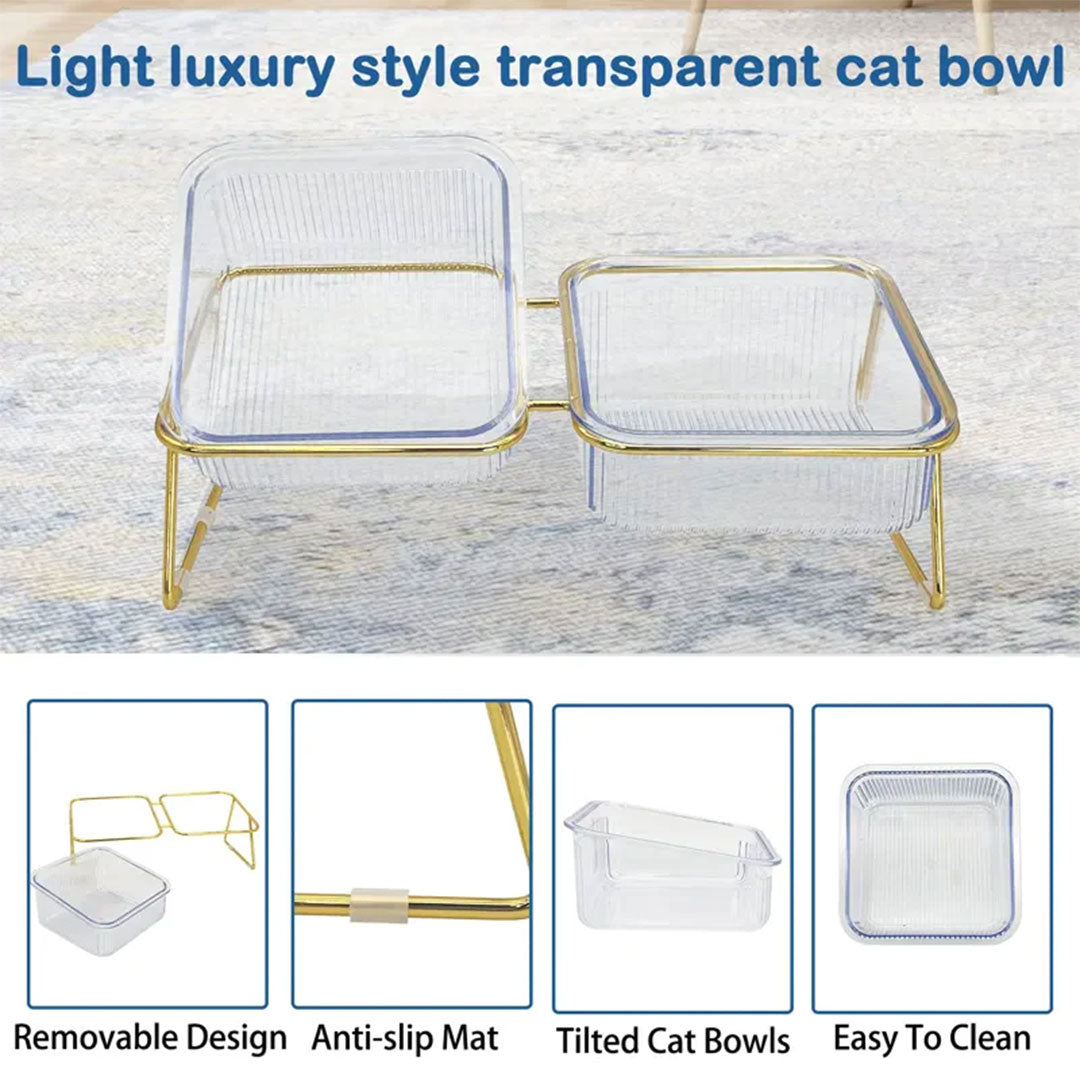 15° Tilted Double Pet Bowls with Elevated Stand