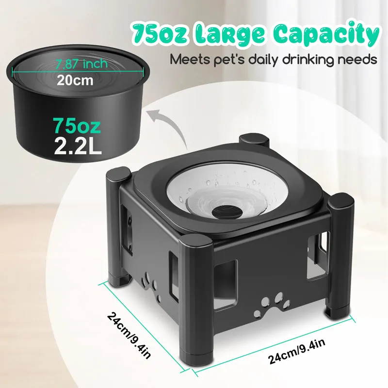 Adjustable Height Non-Slip Elevated Pet Bowl