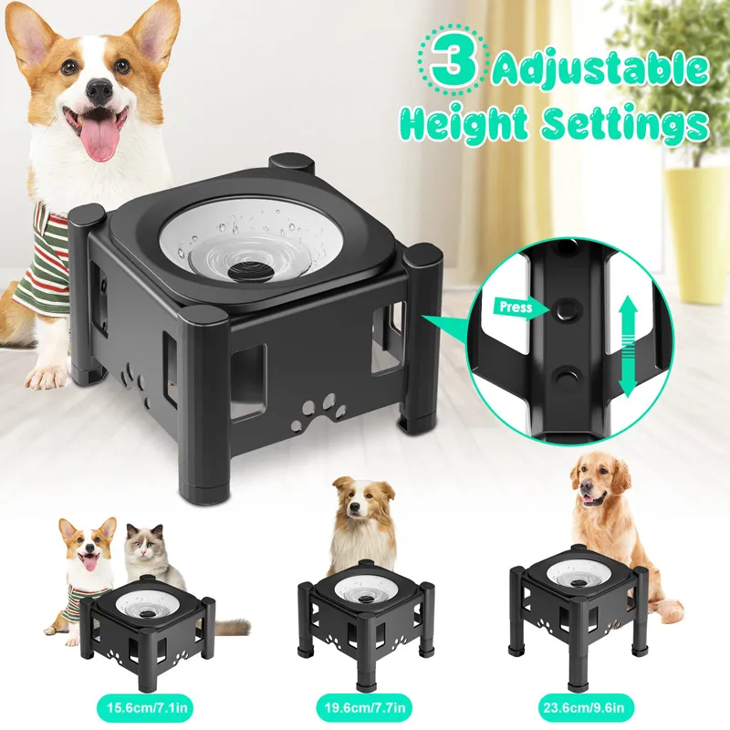 Adjustable Height Non-Slip Elevated Pet Bowl