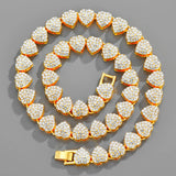 Heart Shape Charming Rhinestone Cuban Link Chain